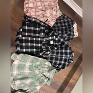 Old Navy Kids Button Down Shirts - Black, Green, Pink Plaid